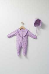 BabyJem Set salopeta cu caciulita cu volanas pentru bebelusi ballon, tongs baby (culoare: mov, marime: 3-6 luni)