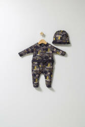 BabyJem Set salopeta cu caciulita cu volanas pentru bebelusi fun penguin, tongs baby (culoare: gri, marime: 6-9 luni)