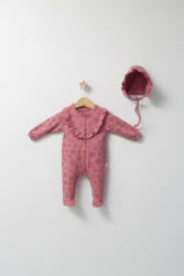 BabyJem Set salopeta cu caciulita cu volanas pentru bebelusi ballon, tongs baby (culoare: roz inchis, marime: 6-9 luni)