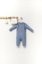 BabyJem Set salopeta cu caciulita cu urechiuse pentru bebelusi ursulet, tongs baby (culoare: albastru, marime: 0-3 luni)