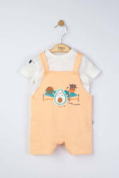 BabyJem Set salopeta cu tricou de vara pentru bebelusi marathon, tongs baby (marime: 3-6 luni, culoare: somon)