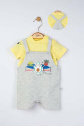 BabyJem Set salopeta cu tricou de vara pentru bebelusi marathon, tongs baby (culoare: gri, marime: 3-6 luni)