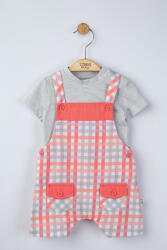 BabyJem Set salopeta cu tricou in carouri pentru bebelusi, tongs baby (culoare: gri, marime: 3-6 luni) - bekid - 85,41 RON