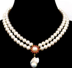 Frumoasa Venetiana Colier argint perle rubin (C1861)