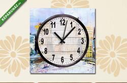 Vászonkép óra, Premium Kollekció: Absztrakt város(25x25 cm C01)