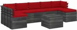 vidaXL Set mobilier paleți cu perne, 8 piese, lemn masiv pin 3062025