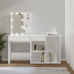 vidaXL magasfényű fehér szerelt fa LED-es fésülködőasztal szekrénnyel (3082023) - vidaxl
