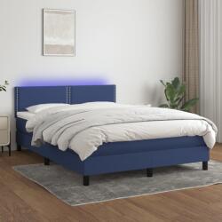 vidaXL kék szövet rugós és LED-es ágy matraccal 140x190 cm (3133075) - vidaxl