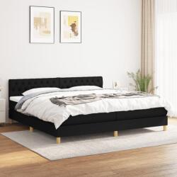 vidaXL fekete szövet rugós ágy matraccal 200 x 200 cm (3140883) - vidaxl