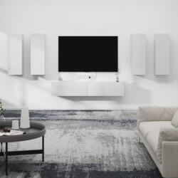 vidaXL 6 részes magasfényű fehér szerelt fa TV-szekrényszett (3114346) - vidaxl