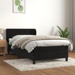 vidaXL fekete bársony rugós ágy matraccal 80 x 200 cm (3127399)