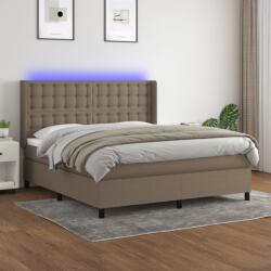 vidaXL tópszínű szövet rugós és LED-es ágy matraccal 160x200 cm (3138649) - vidaxl