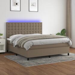 vidaXL tópszínű szövet rugós és LED-es ágy matraccal 160x200 cm (3135209) - vidaxl