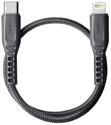 Uniq USB Type-C-ről Lightning Flex-re adat és töltőkábel, 3 A, 0.3 m, Szürke