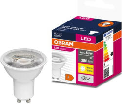 OSRAM GU10 LED Value 4, 5W 350lm 2700K melegfehér 60° - 50W izzó helyett (4058075598942)