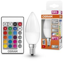 OSRAM E14 RGBW LED Star+ gyertya 4, 2W 250lm 2700K melegfehér 200° - 25W izzó helyett, távirányítóval (4058075430778)