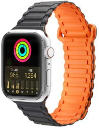 Dux Ducis Strap (Armor Version) Strap for Apple Watch SE, 8, 7, 6, 5, 4, 3, 2, 1 (41, 40, 38 mm) Magnetic Silicone Band Bracelet Black Orange - vexio