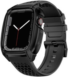 KINGXBAR CYF148 2in1 Rugged Case for Apple Watch SE, 6, 5, 4 (44 mm) Stainless Steel with Strap Black - vexio