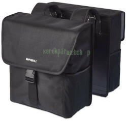 Basil dupla táska Go Double Bag, Universal Bridge system, solid fekete - kerekparabc