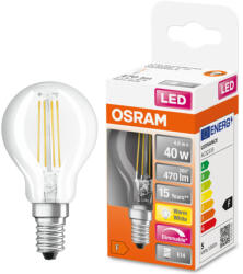OSRAM E14 LED SStar kisgömb 4, 8W 470lm 2700K melegfehér, szabályozható 320° - 40W izzó helyett (4058075437029)