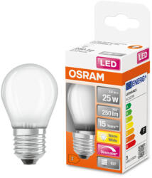 OSRAM E27 LED SStar kisgömb 2, 8W 250lm 2700K melegfehér, szabályozható 320° opál - 25W izzó helyett (4058075436947)
