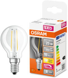 OSRAM E14 LED SStar kisgömb 2, 8W 250lm 2700K melegfehér, szabályozható 320° - 25W izzó helyett (4058075436862)