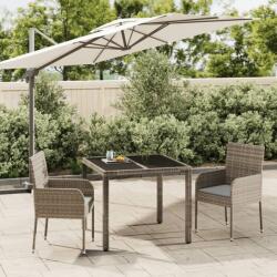 vidaXL Set mobilier de grădină cu perne, 3 piese, gri, poliratan (3185005) - vidaxl