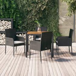 vidaXL Set mobilier de grădină cu perne, 5 piese, negru, poliratan (3185012) - vidaxl