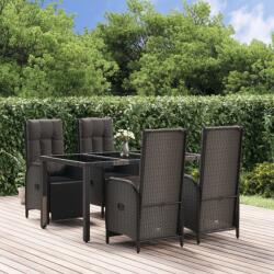 vidaXL Set mobilier de grădină cu perne, 5 piese, negru, poliratan (3185061)