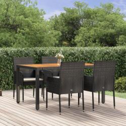 vidaXL Set mobilier de grădină cu perne, 5 piese, negru, poliratan (3185013) - vidaxl