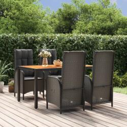 vidaXL Set mobilier de grădină cu perne, 5 piese, negru, poliratan (3185070) - vidaxl