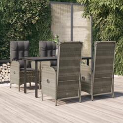 vidaXL Set mobilier grădină cu perne, 5 piese, negru și gri, poliratan (3185199)