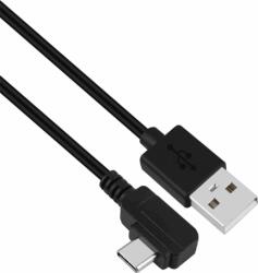 Stansson CZ-235-D USB-A apa - USB-C apa 2.0 Derékszögű adat és töltőkábel - Fekete (0.5m) (CZ-235-D)