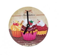  Ceasuri decorative Ceas de perete fara rama COOKIES - 3 BIG CUPCAKE, diametru 12, 5 cm x 0.5 cm, suport magnetic (701970191140301)