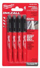 Milwaukee Inkzall jelölőfilckészlet, 0, 6 mm hegyű, 4 db, fekete (48223154)