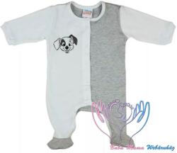  Pamut hosszú ujjú rugdalózó 101 Kiskutya mintával - Szürke/fehér (74 cm)