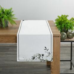 Eurofirany Gyapotnövény mintás pamut asztali futó Fehér 40x140 cm