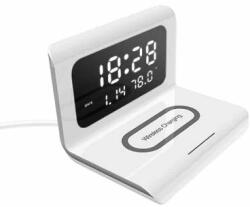 Stație de încărcare cu 4 funcții: ceas cu alarmă, calendar, termometru și  încărcare wireless | DIGIBASE (Ceas cu alarma) - Preturi