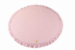 MeowBaby Saltea rotunda pentru joaca din spuma, catifea roz cu volanas, diametru 100 cm