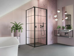 Radaway Nes Black KDJ I Factory szögletes fekete zuhanykabin 90x100 átlátszó jobbos (4533)