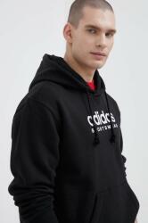 Adidas felső fekete, férfi, nyomott mintás, kapucnis - fekete S - answear - 19 990 Ft