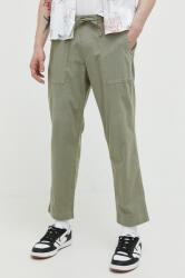 Abercrombie & Fitch nadrág vászonkeverékből zöld, egyenes - zöld XL