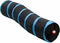 vidaXL Tunel pentru pisici în formă S, negru/albastru 122 cm poliester (172185) - vidaxl