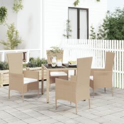 vidaXL Set mobilier de grădină cu perne, 5 piese, bej, poliratan (3157562)