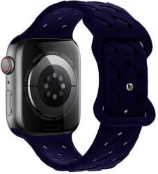 Hoco Curea silicon Hoco Flexible Bamboo compatibila cu Apple Watch 1/2/3/4/5/6/SE, 38/40/41mm, Albastru inchis