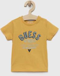 GUESS tricou din bumbac pentru bebelusi culoarea galben, cu imprimeu PPYX-TSB02K_10X