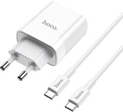 Apple Hoco C80A USB-C + USB-A QC3.0 USB hálózati töltő adapter 20W + USB-C kábel, fehér (AD_0033)