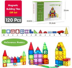 Magplayer Set de constructie magnetic 3D - 120 piese (MPL-120) Jucarii de constructii magnetice
