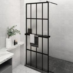 vidaXL Paravan duș walk-in cu raft negru 80x195 cm sticlă ESG/aluminiu (3185445)