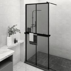vidaXL Paravan duș walk-in cu raft negru 100x195cm sticlă ESG/aluminiu (3185477)